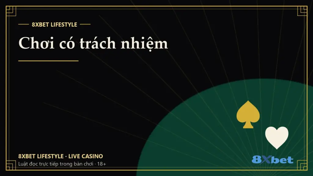 Chơi có trách nhiệm Thẻ bìa đen vàng phong cách art-deco với dòng chữ Chơi có trách nhiệm